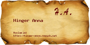 Hinger Anna névjegykártya